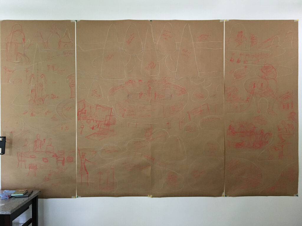 Working on moving from the sketchbook to full size