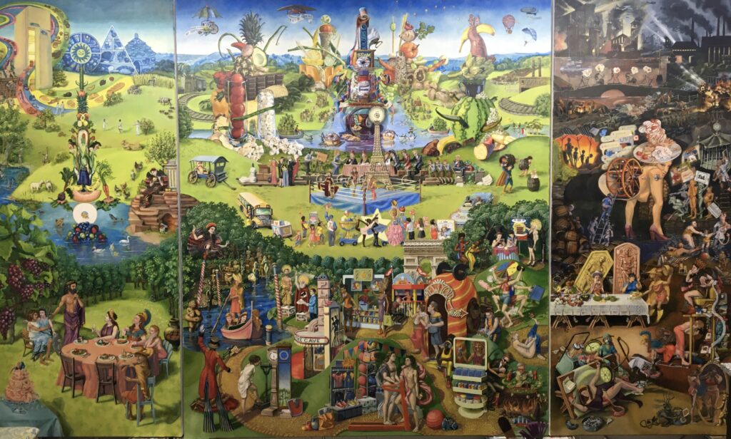 A studio candid of the completed piece